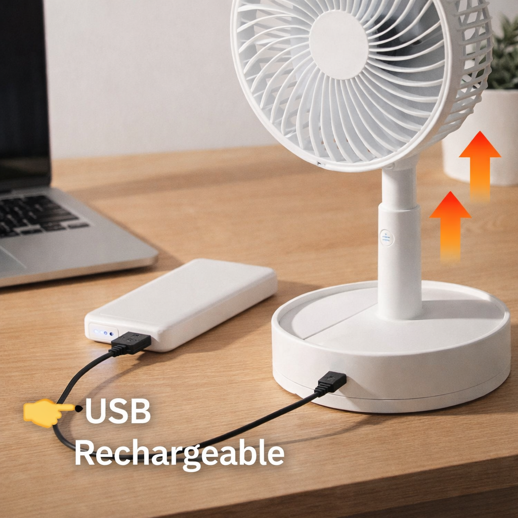 Rechargeable Portable Fan 🔋❄️ – Perfect for Load Shedding ⚡ & Summer Heat ☀️ - chillsummerfan